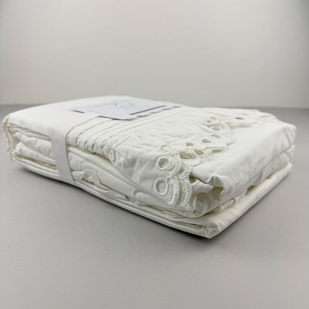 LoveShackFancy X Pottery Barn Teen Eyelet Ruffle Sheet Set TWIN XL White Cotton - Picture 3 of 8